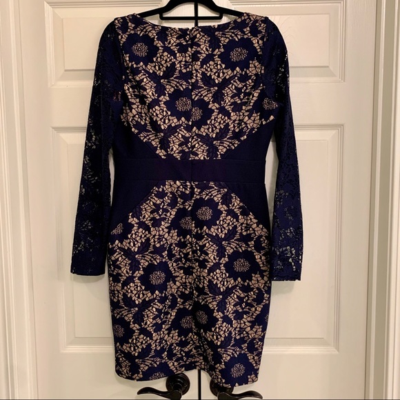 Jessica Simpson Navy Size 10 Lace Sheath Dress - Picture 3 of 4